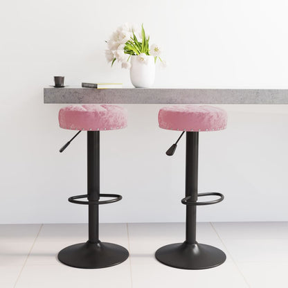 Tabourets de bar lot de 2 rose velours