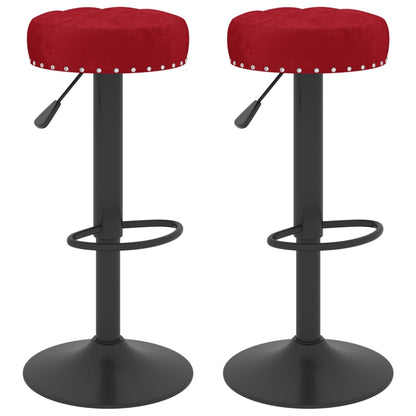 Tabourets de bar lot de 2 rouge bordeaux velours