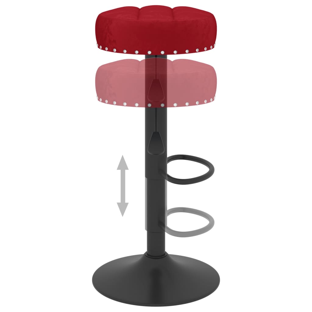 Tabourets de bar lot de 2 rouge bordeaux velours