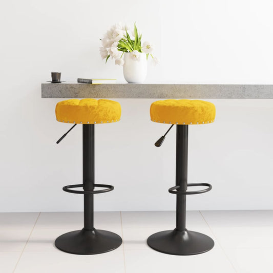 vidaXL Tabourets de bar lot de 2 jaune moutarde velours