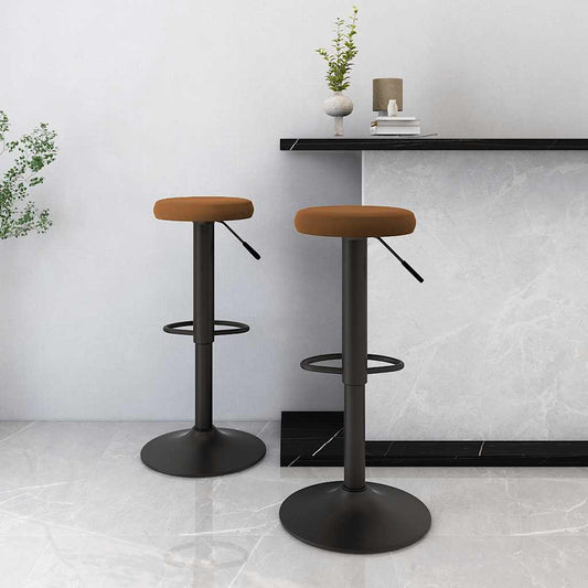 Tabourets de bar lot de 2 marron velours