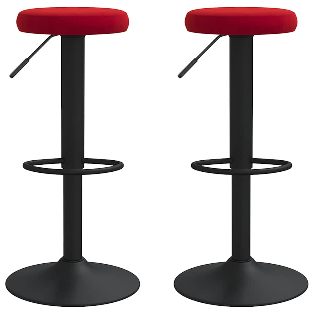 Tabourets de bar lot de 2 rouge bordeaux velours