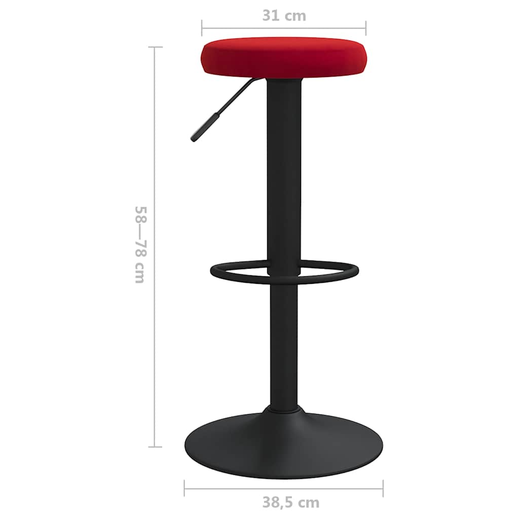 Tabourets de bar lot de 2 rouge bordeaux velours