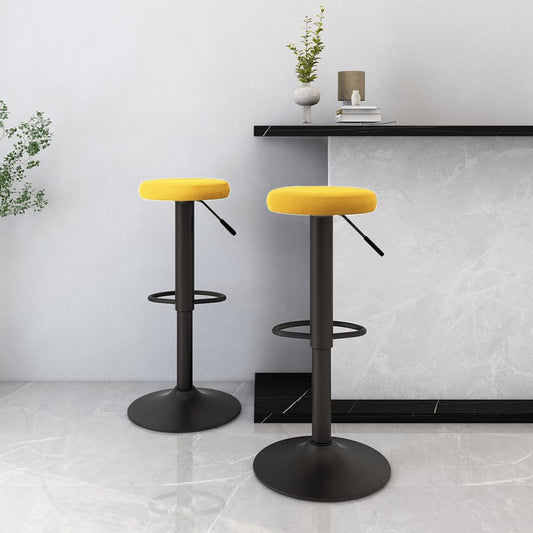 Tabourets de bar lot de 2 jaune moutarde velours