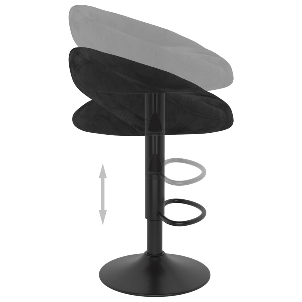 Tabourets de bar lot de 2 noir velours