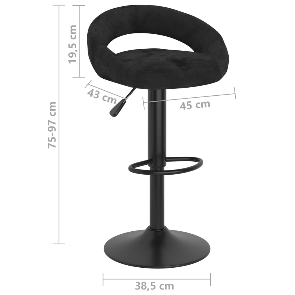 Tabourets de bar lot de 2 noir velours