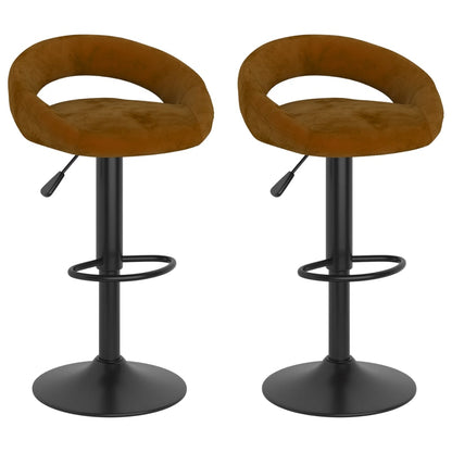 Tabourets de bar lot de 2 marron velours