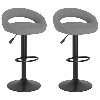 Tabourets de bar lot de 2 gris clair velours