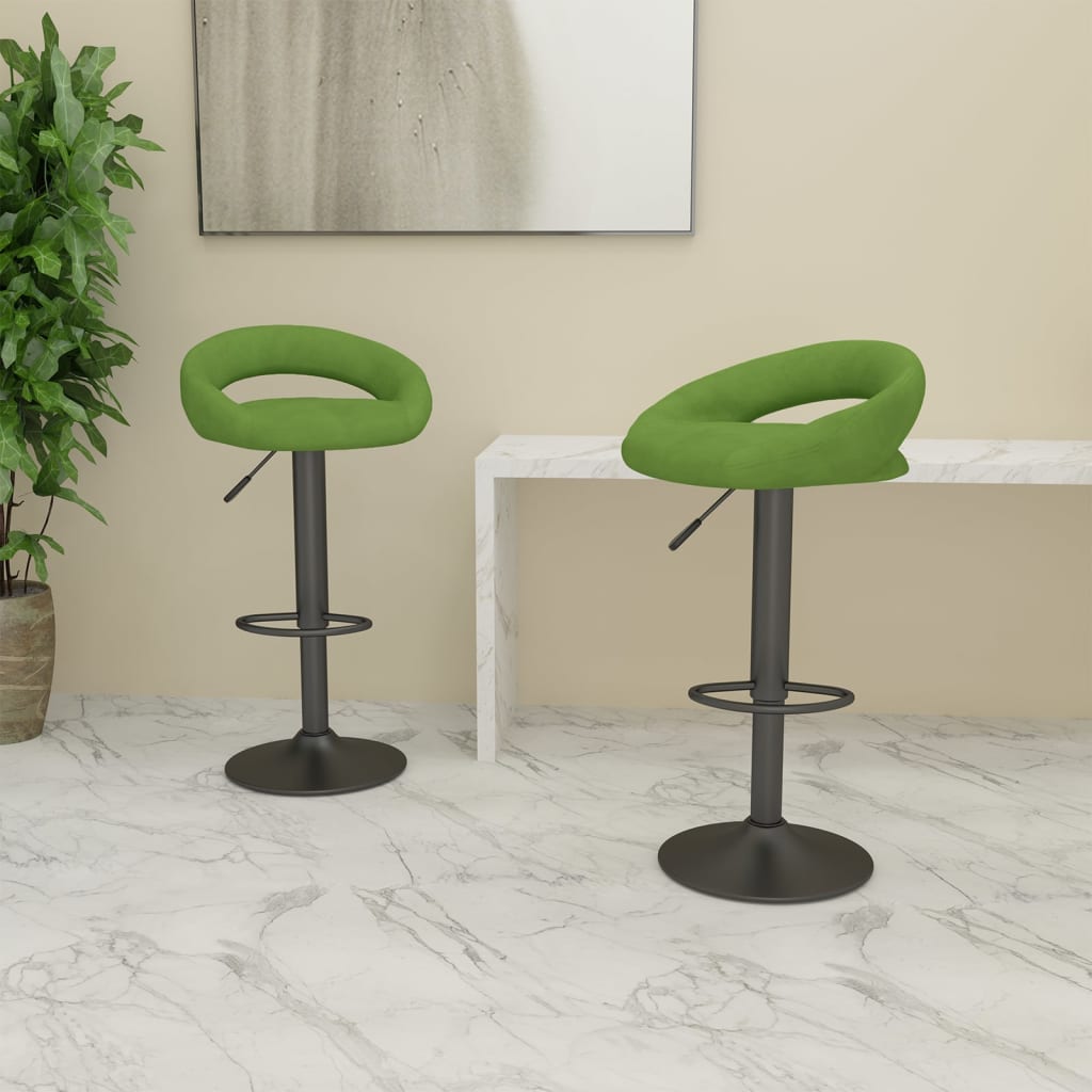 Tabourets de bar lot de 2 vert clair velours