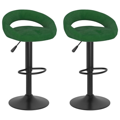 Tabourets de bar lot de 2 vert foncé velours