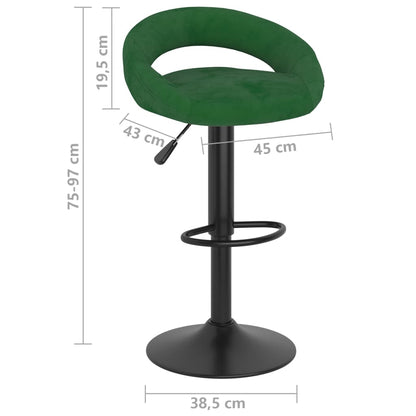 Tabourets de bar lot de 2 vert foncé velours