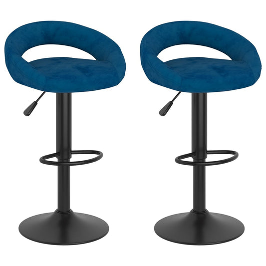 Tabourets de bar lot de 2 bleu velours