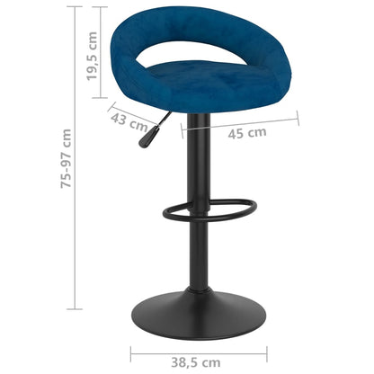 Tabourets de bar lot de 2 bleu velours