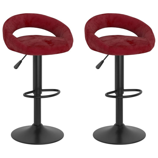 Tabourets de bar lot de 2 rouge bordeaux velours