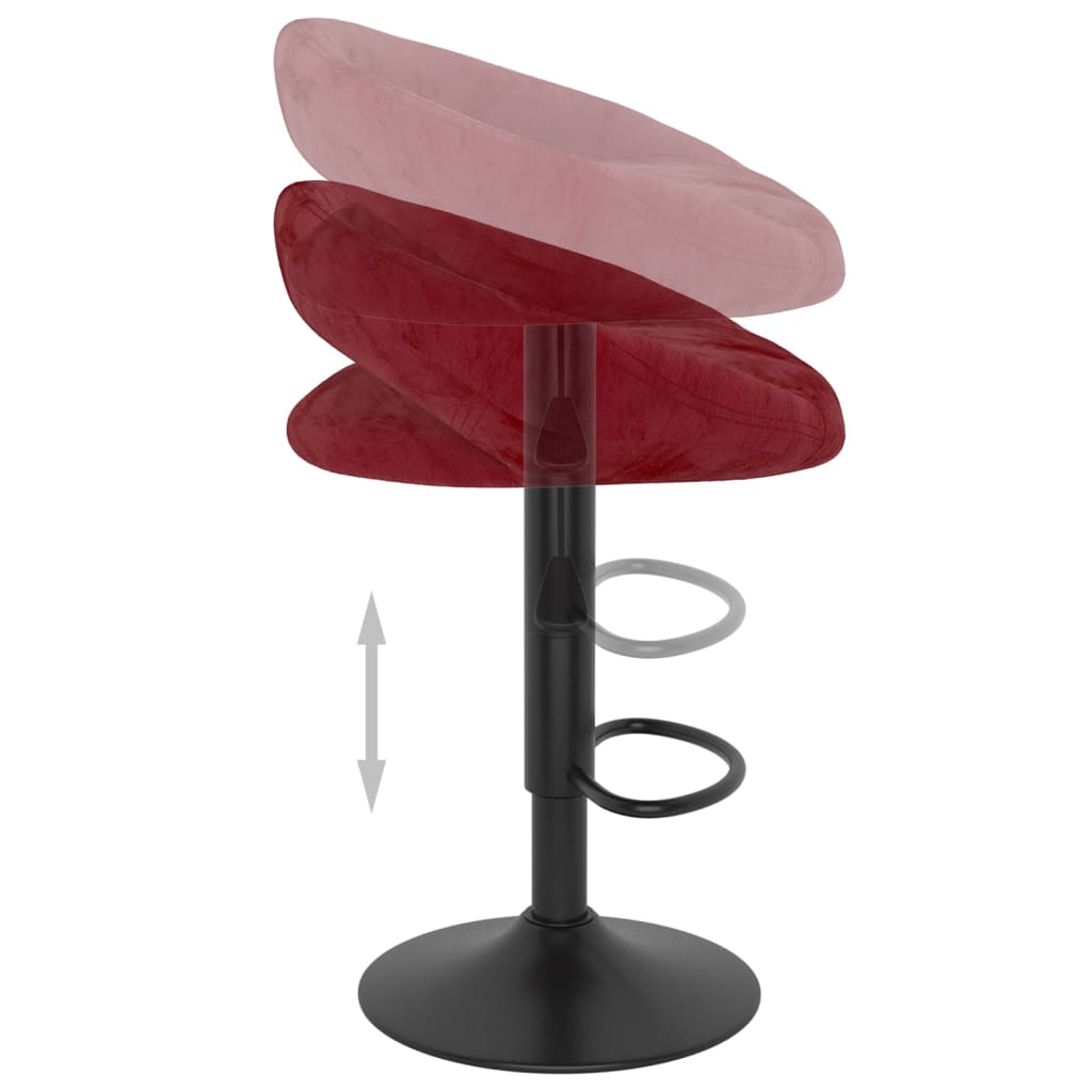 Tabourets de bar lot de 2 rouge bordeaux velours