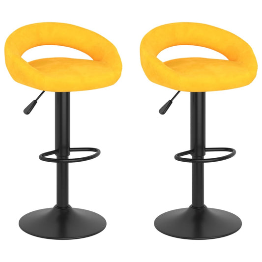 Tabourets de bar lot de 2 jaune moutarde velours