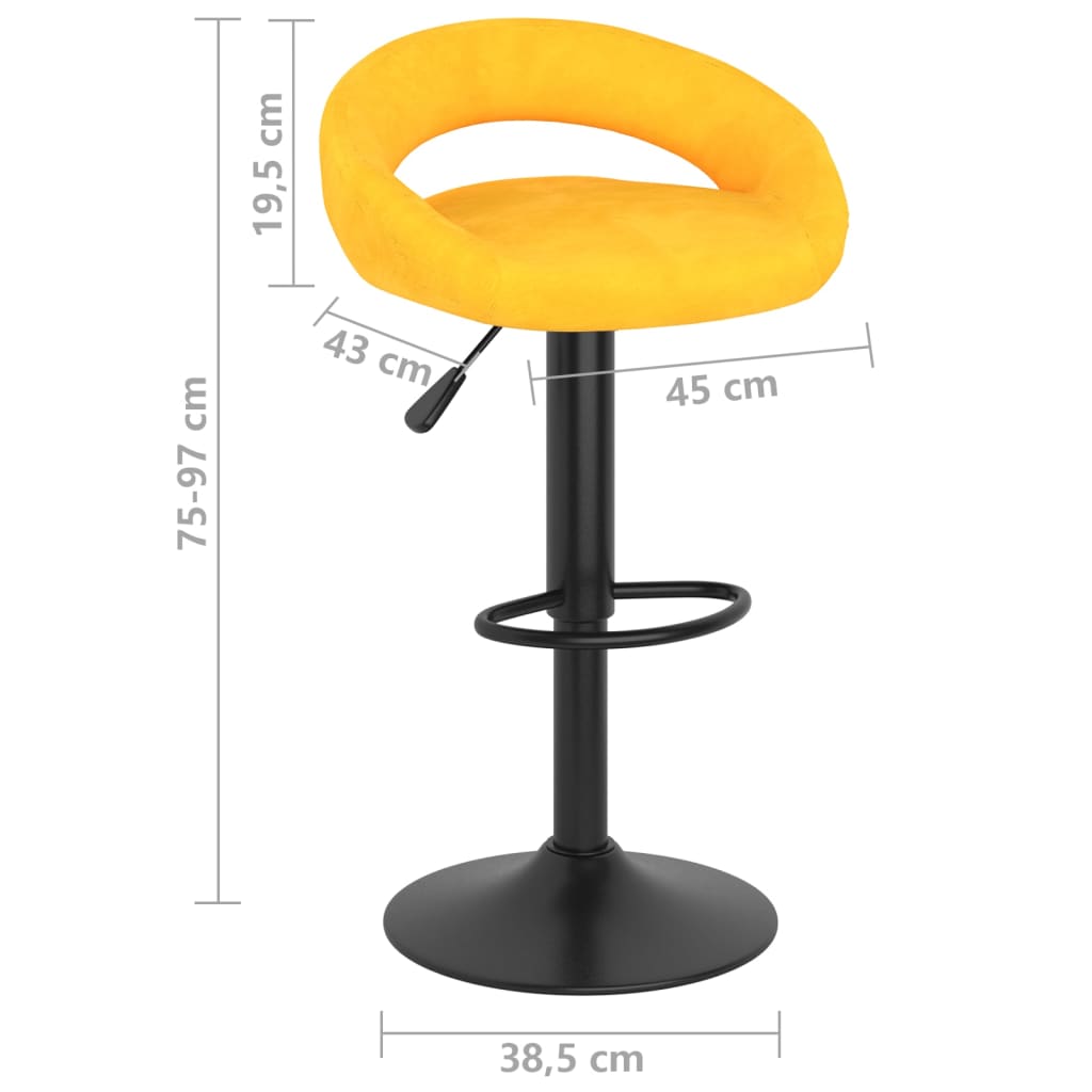 Tabourets de bar lot de 2 jaune moutarde velours