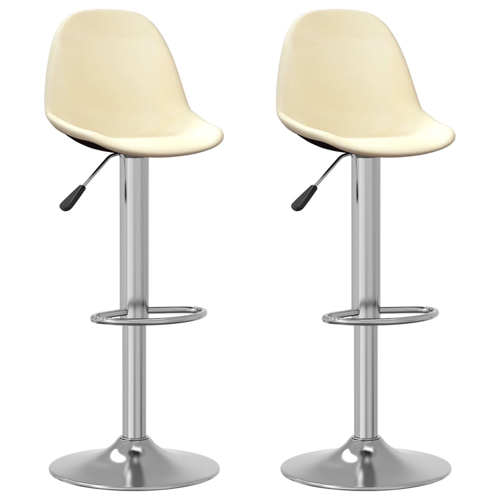 Tabourets de bar lot de 2 crème tissu