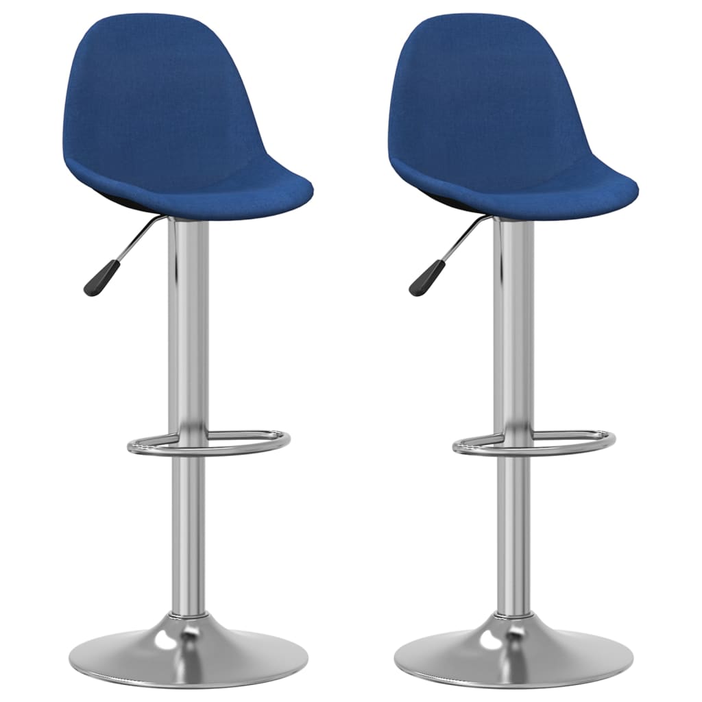 Tabourets de bar lot de 2 bleu tissu