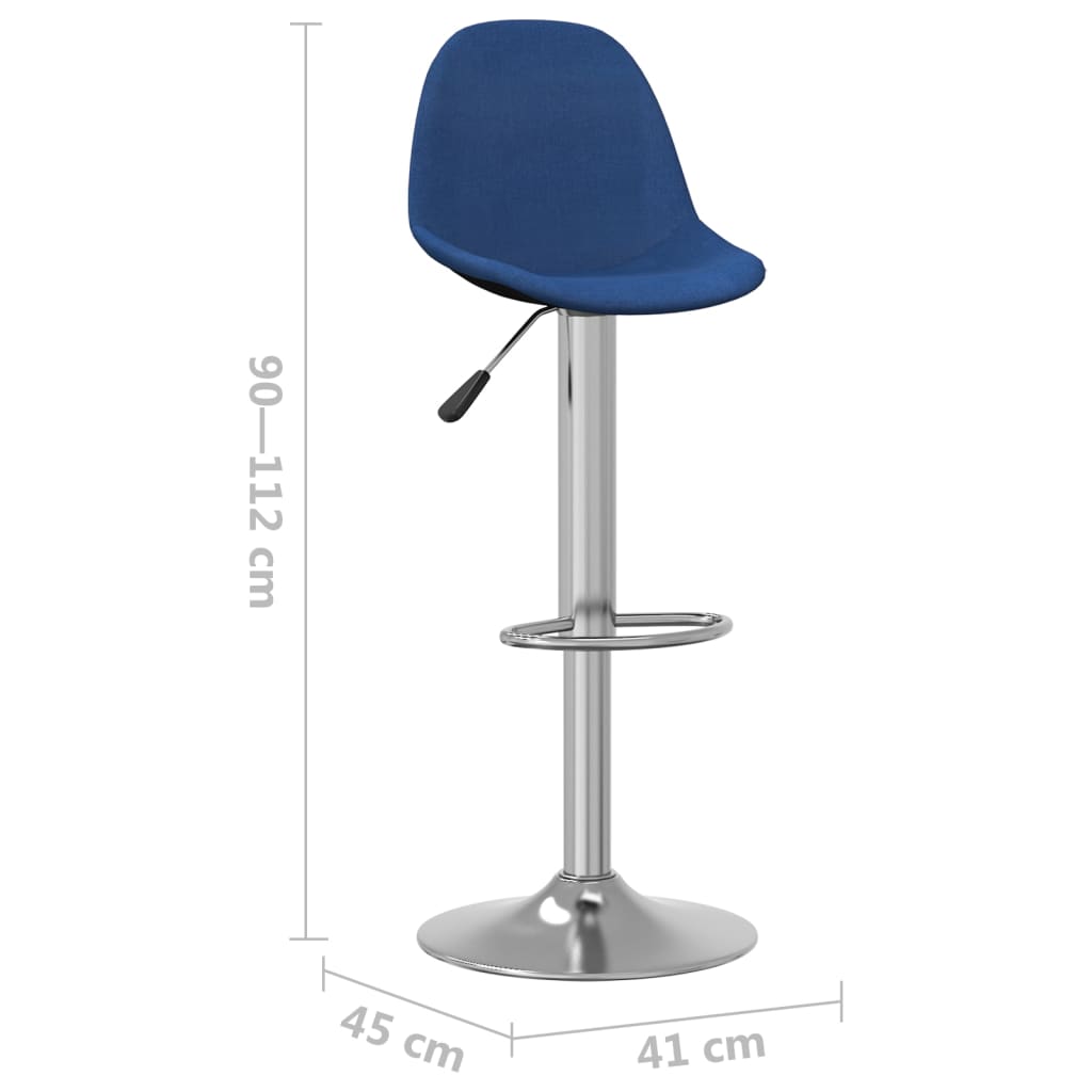 Tabourets de bar lot de 2 bleu tissu