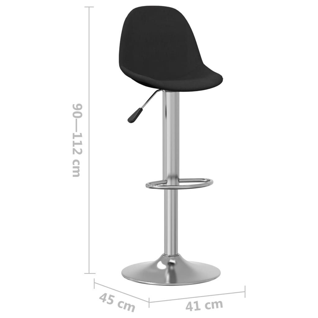 Tabourets de bar lot de 2 noir tissu