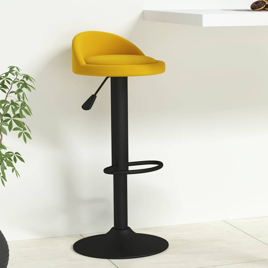 Tabouret de bar jaune velours