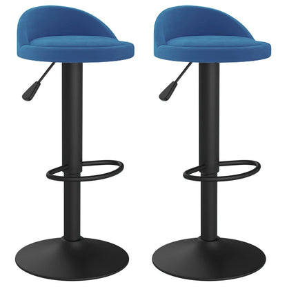 Tabourets de bar lot de 2 bleu velours