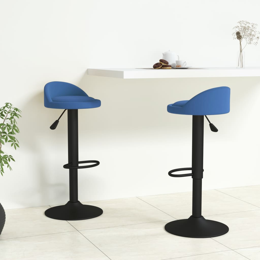 Tabourets de bar lot de 2 bleu velours