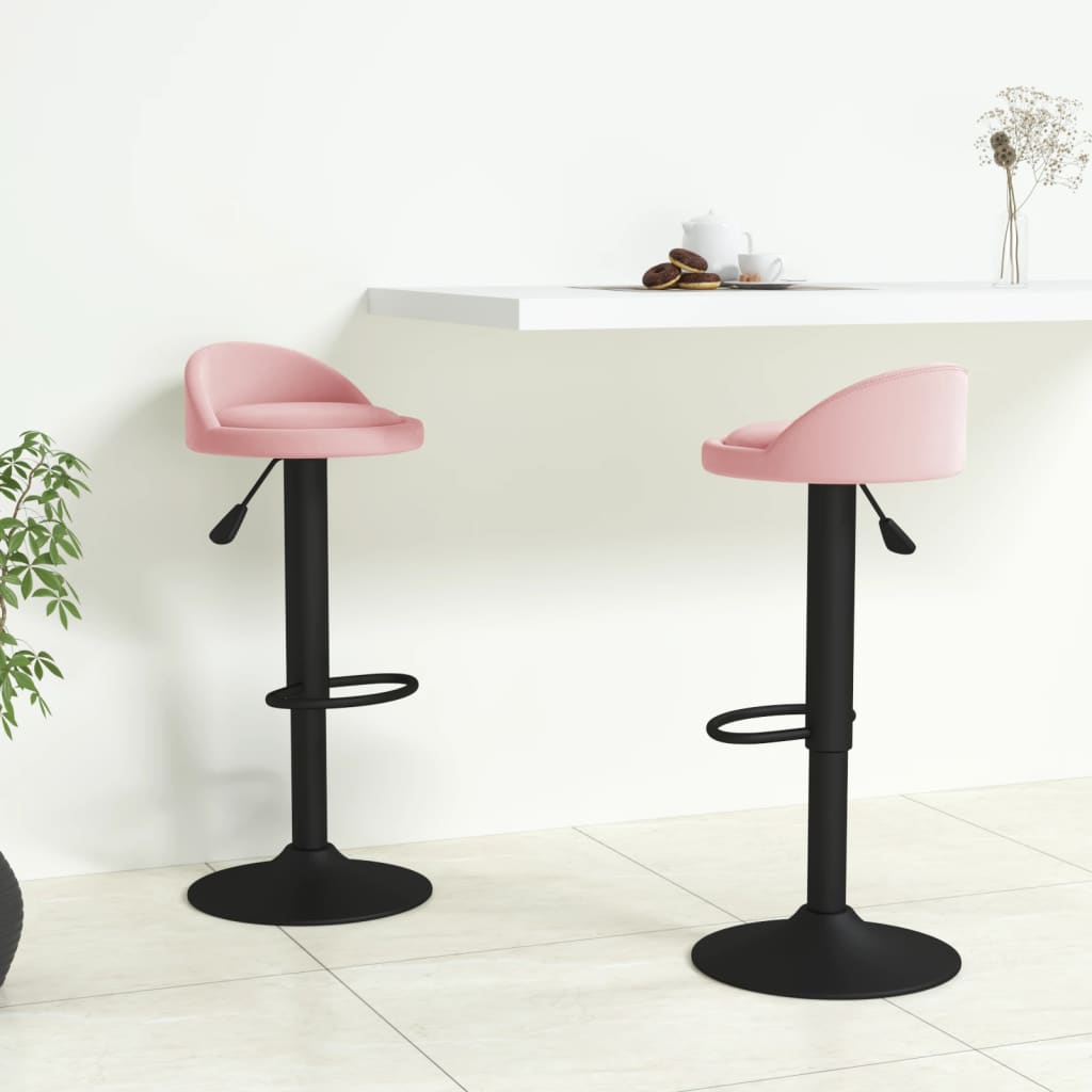 Tabourets de bar lot de 2 rose velours