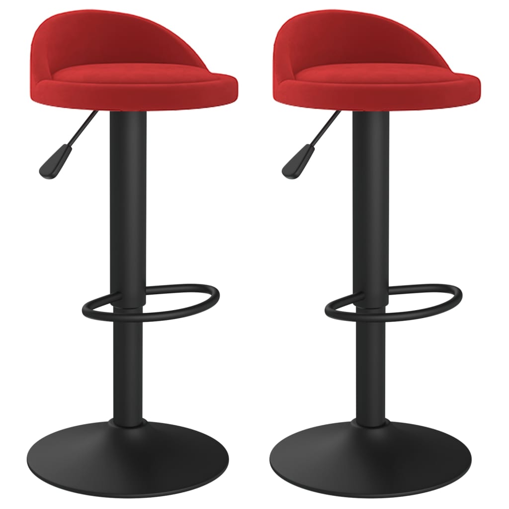 Tabourets de bar lot de 2 rouge bordeaux velours