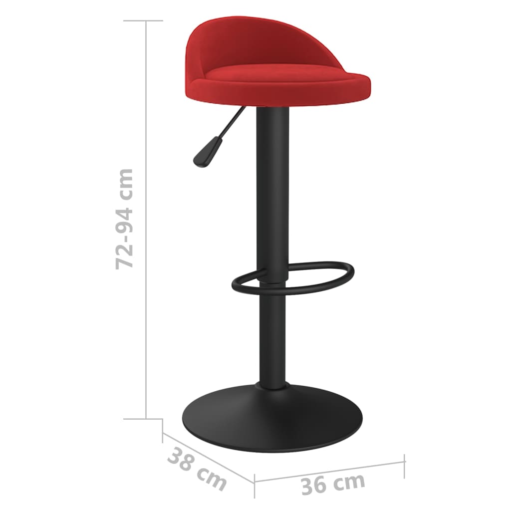 Tabourets de bar lot de 2 rouge bordeaux velours