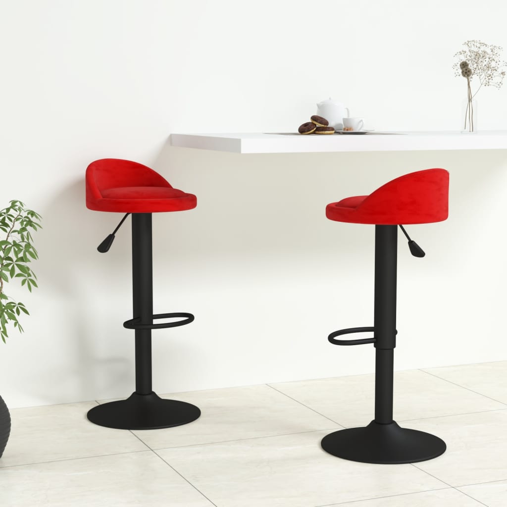 Tabourets de bar lot de 2 rouge bordeaux velours