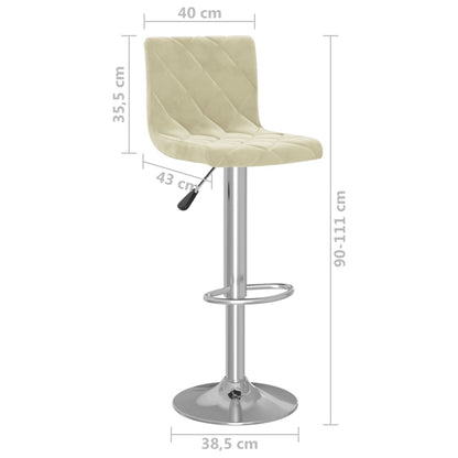 Tabourets de bar lot de 2 crème velours