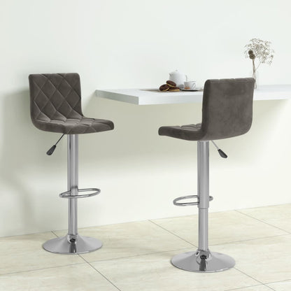 Tabourets de bar lot de 2 gris foncé velours