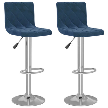 Tabourets de bar lot de 2 bleu velours