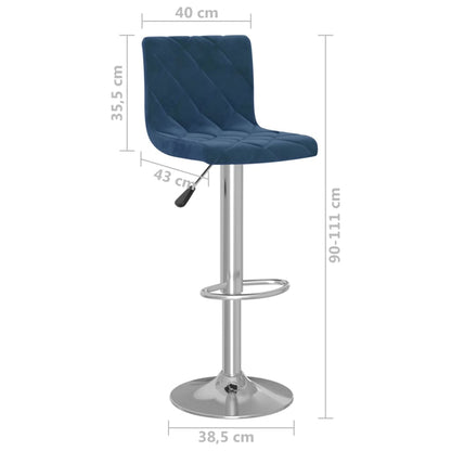 Tabourets de bar lot de 2 bleu velours