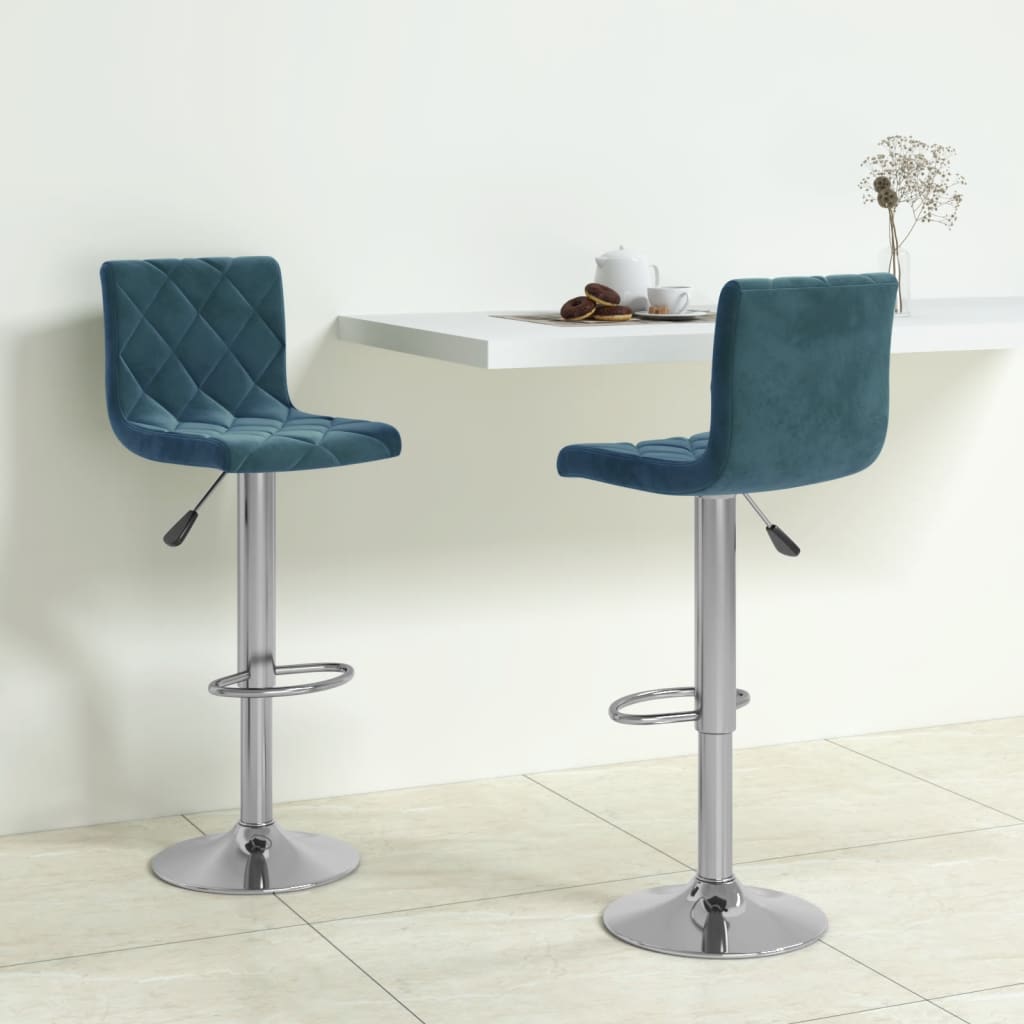 Tabourets de bar lot de 2 bleu velours