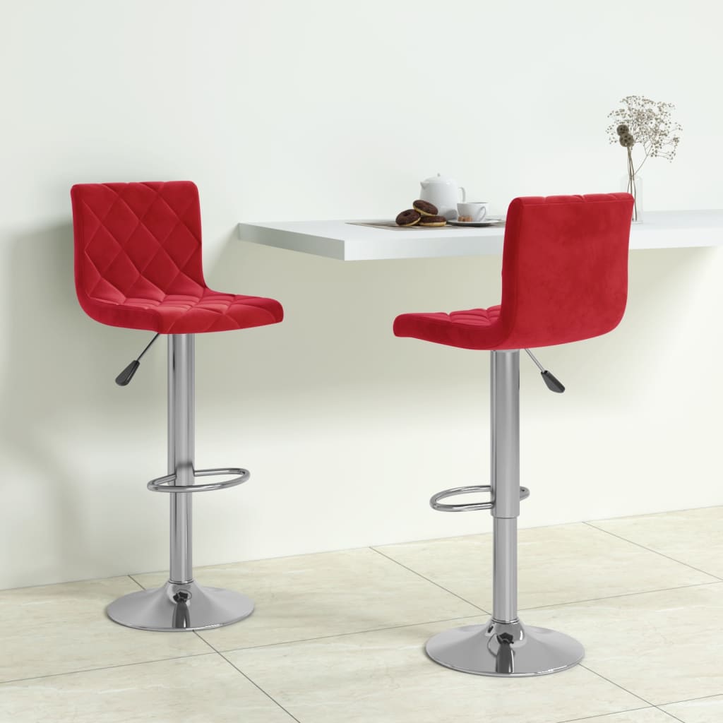 Tabourets de bar lot de 2 rouge bordeaux velours