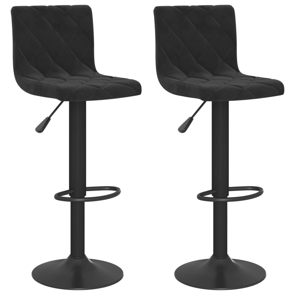 Tabourets de bar lot de 2 Noir Velours