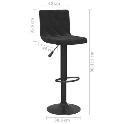 Tabourets de bar lot de 2 Noir Velours