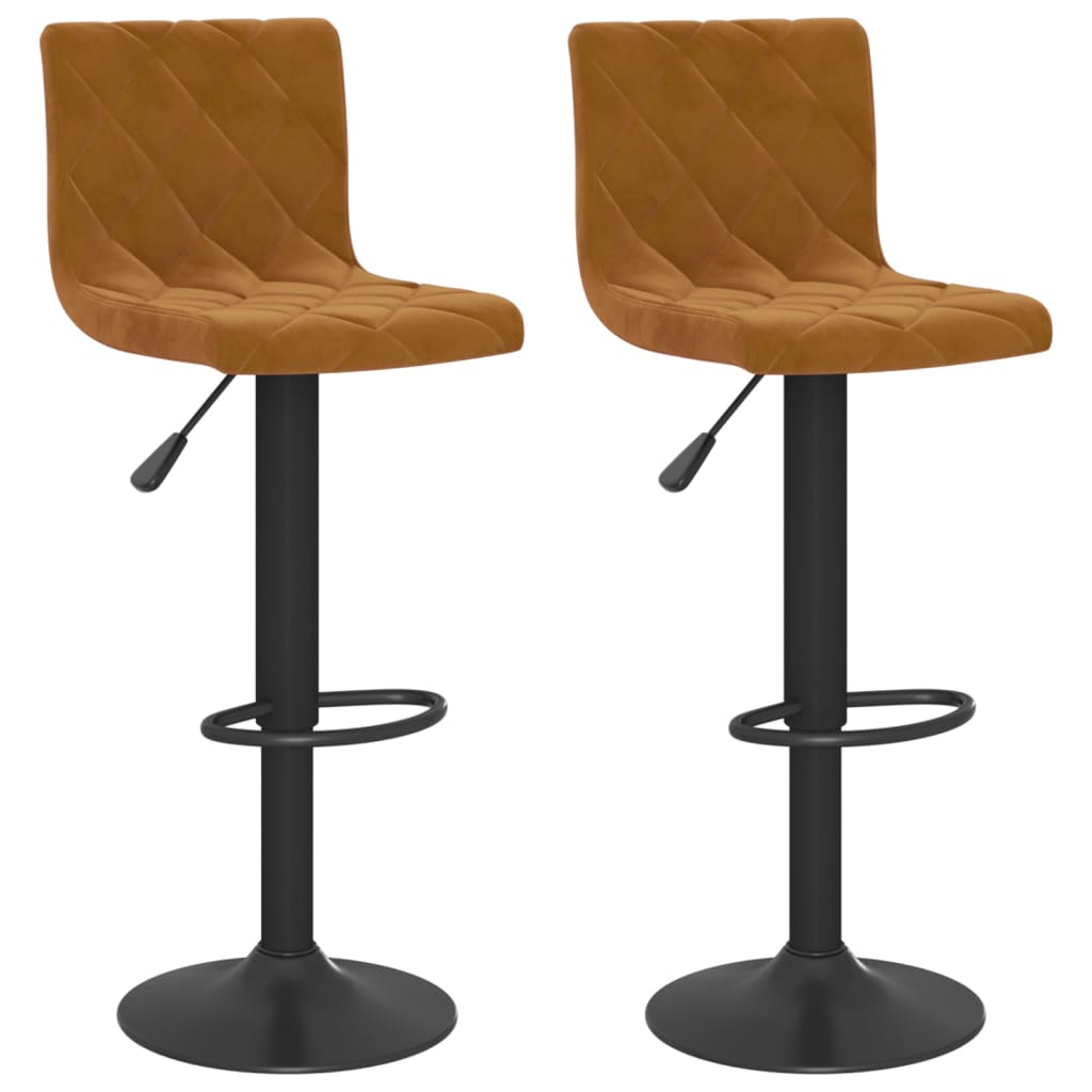 Tabourets de bar lot de 2 marron velours