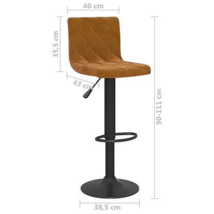 Tabourets de bar lot de 2 marron velours