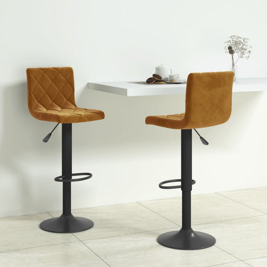 Tabourets de bar lot de 2 marron velours