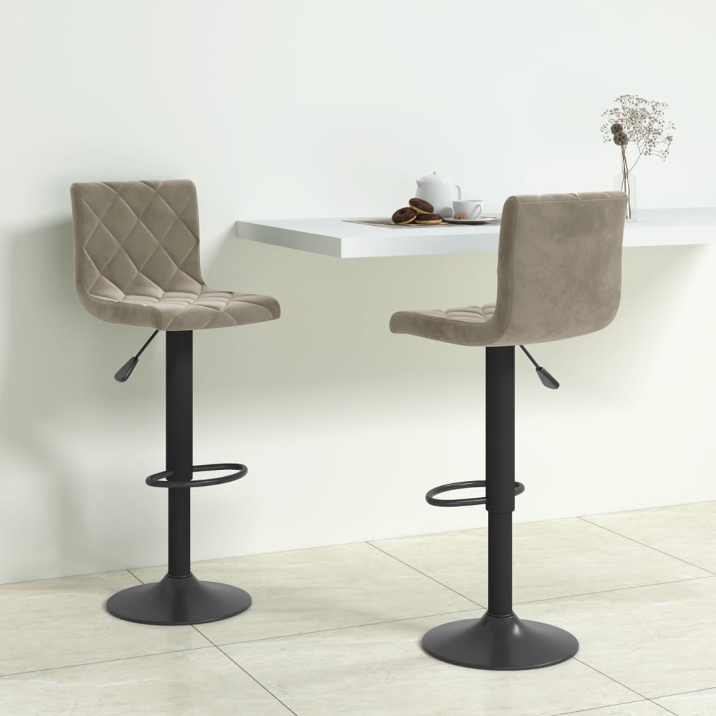 vidaXL Tabourets de bar lot de 2 gris clair velours