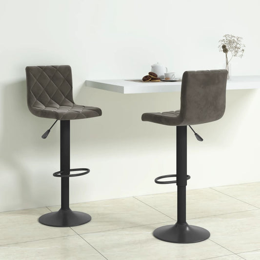 vidaXL Tabourets de bar lot de 2 gris foncé velours