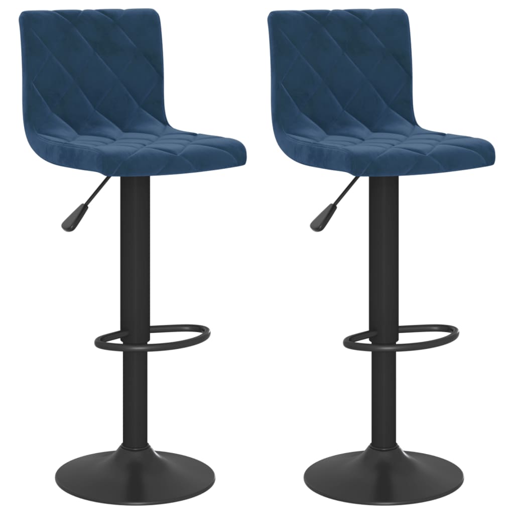 Tabourets de bar lot de 2 bleu velours