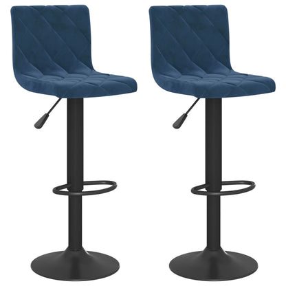 Tabourets de bar lot de 2 bleu velours