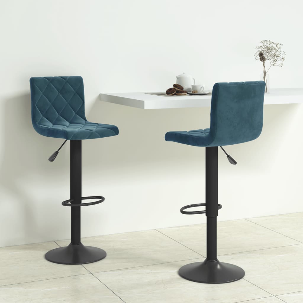 Tabourets de bar lot de 2 bleu velours