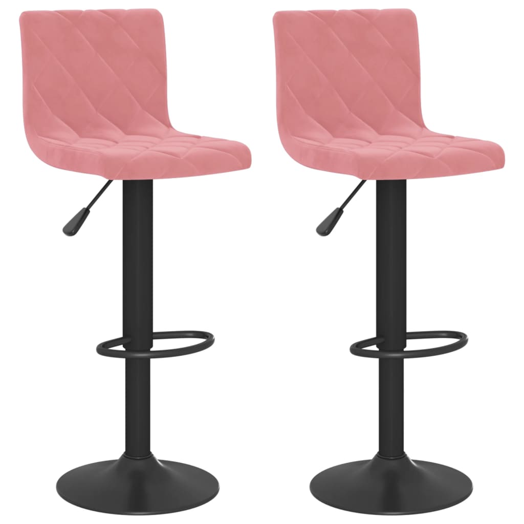 Tabourets de bar lot de 2 rose velours