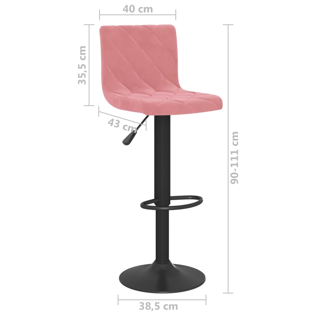 Tabourets de bar lot de 2 rose velours